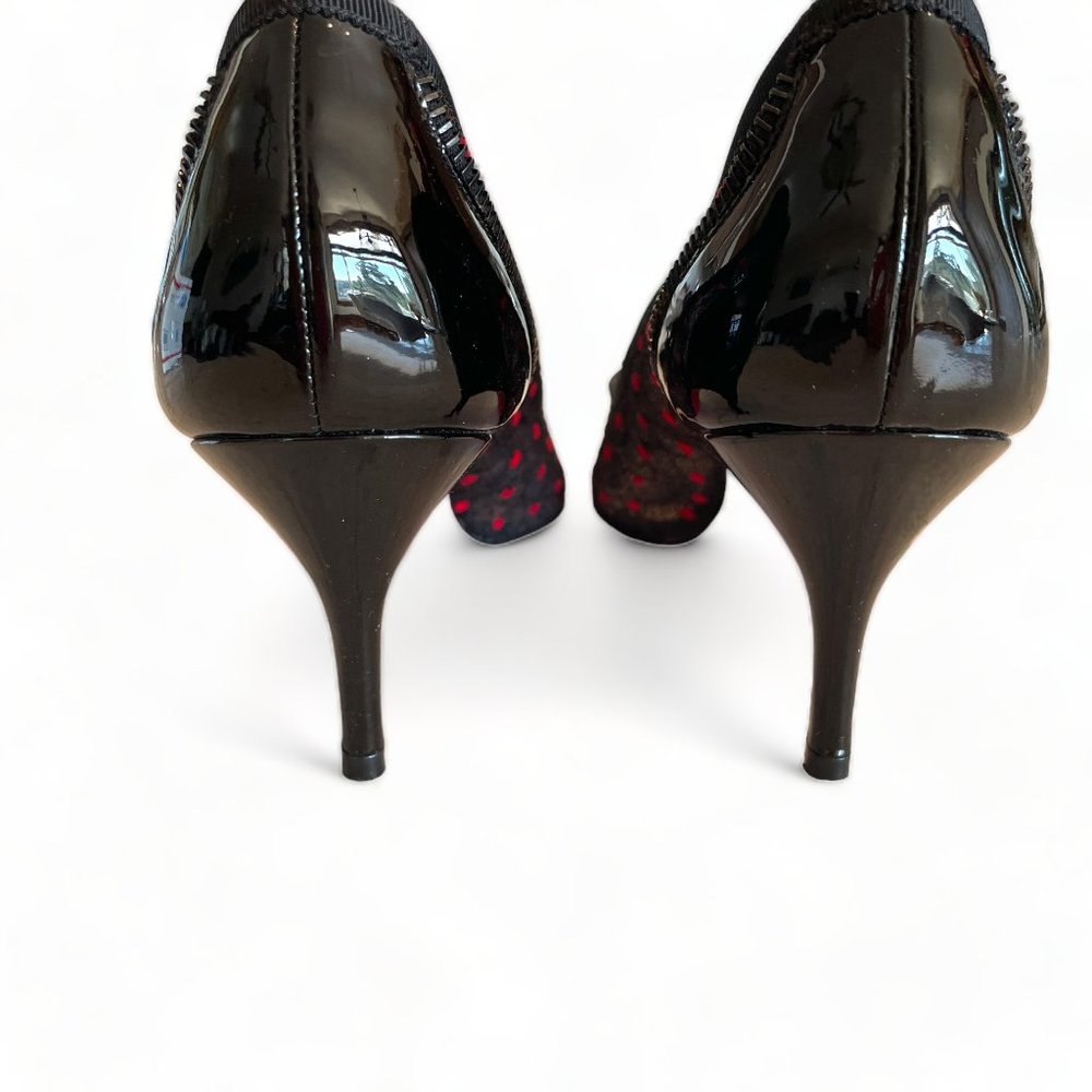Christian Louboutin Heels Souris 70 Lace Black Pointed Kitten Heel Bow Pumps - Picture 7 of 11